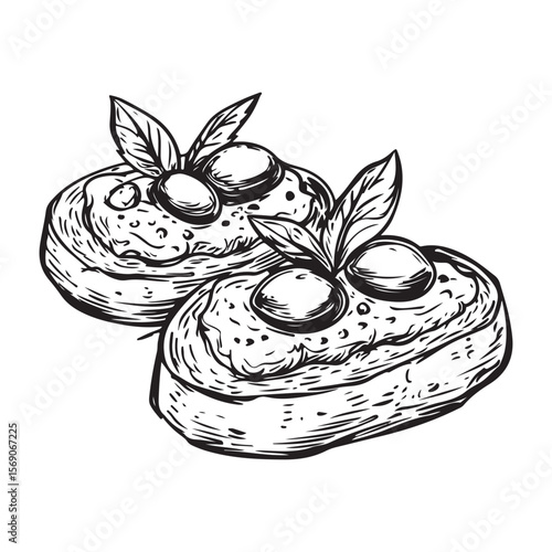 Delicious bruschetta silhouette