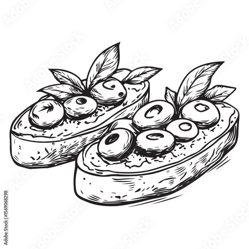 Delicious bruschetta silhouette