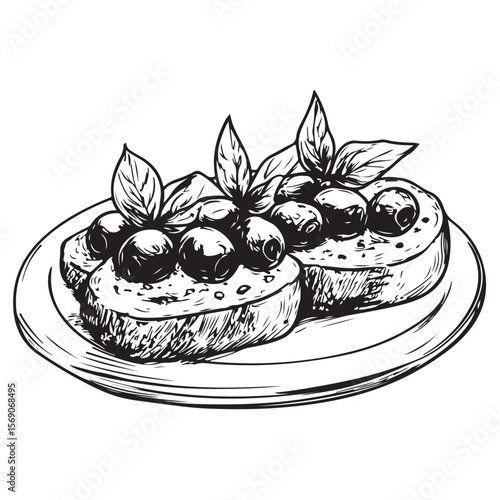 Delicious bruschetta silhouette