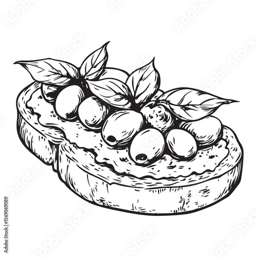 Delicious bruschetta silhouette