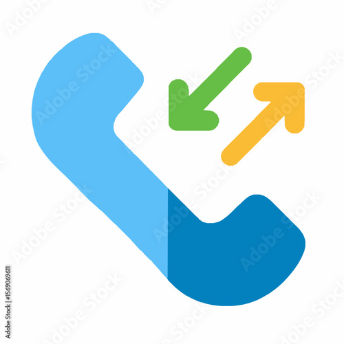 Incoming and outgoing calls illustrated by phone and arrow icons in modern flat design