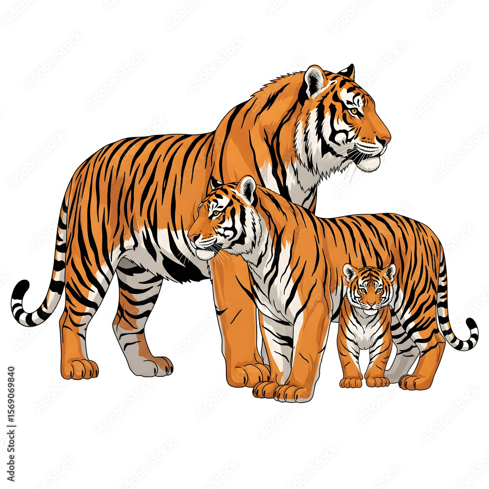 Obraz premium Wild and Majestic Tiger in Various Poses and Angles Showing Power and Intensity