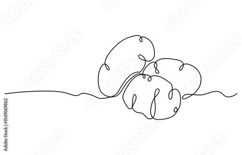 potato continuous one line drawing, Potatoes vector illustration. One line drawing art illustration with lettering organic potatoes, One line drawing art illustration with lettering organic potatoes