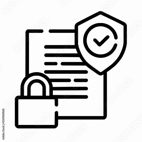 Secure document with padlock and shield icon representing data protection and confidentiality