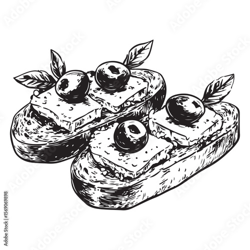 Delicious bruschetta silhouette