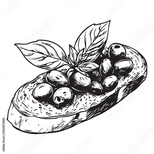 Delicious bruschetta silhouette