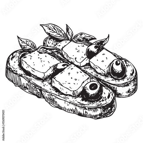 Delicious bruschetta silhouette