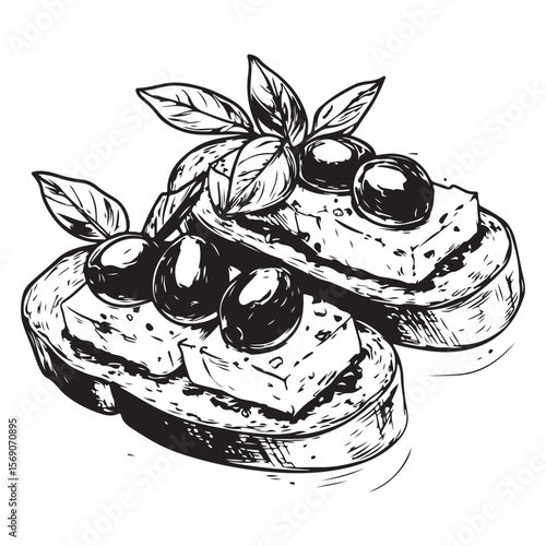 Delicious bruschetta silhouette