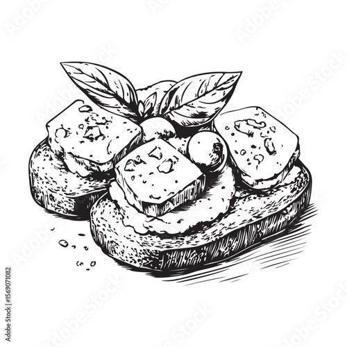 Delicious bruschetta silhouette