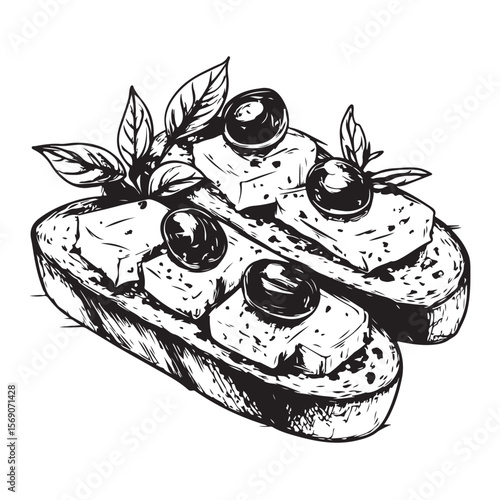 Delicious bruschetta silhouette