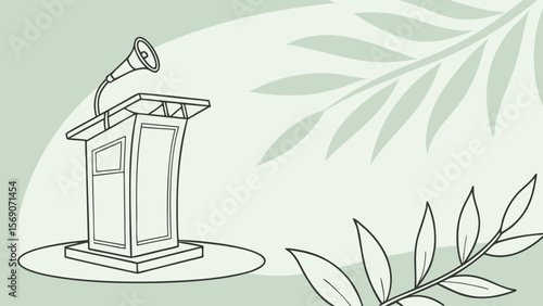 Illustration of podium with microphone for public speaking and presentation concept vector drawing design art