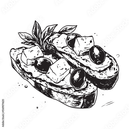 Delicious bruschetta silhouette