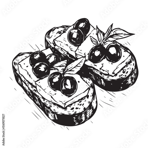 Delicious bruschetta silhouette