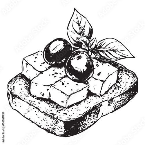 Delicious bruschetta silhouette