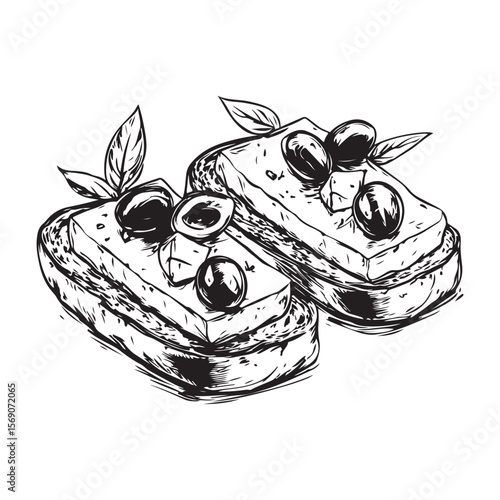 Delicious bruschetta silhouette