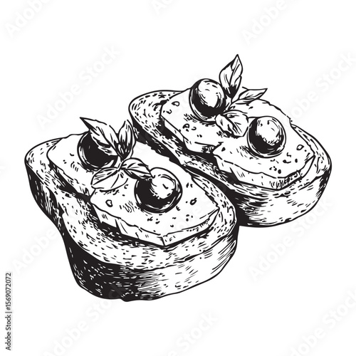 Delicious bruschetta silhouette