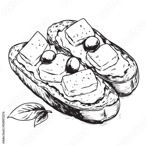 Delicious bruschetta silhouette
