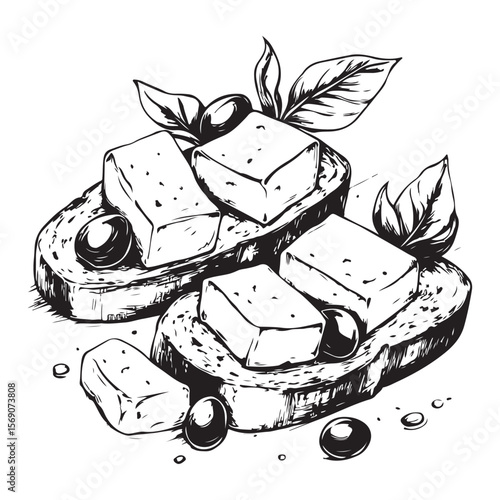 Delicious bruschetta silhouette