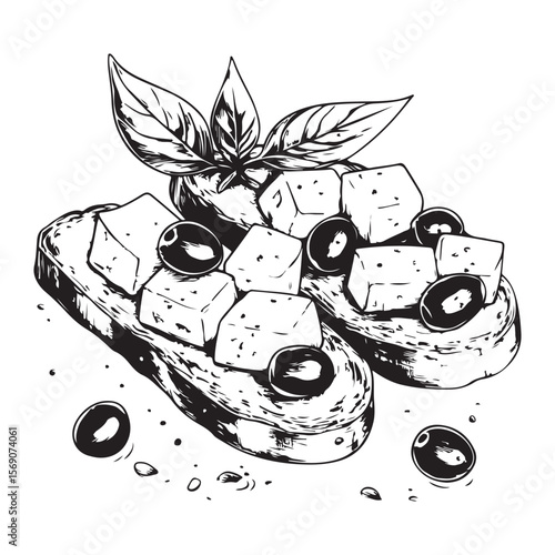 Delicious bruschetta silhouette