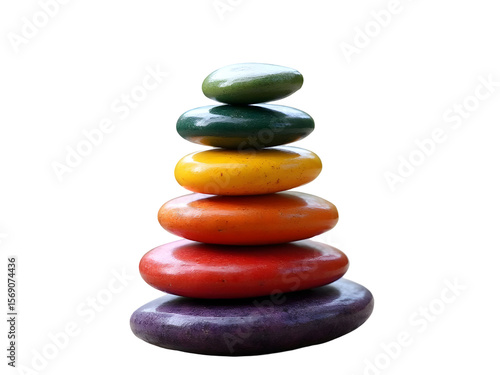 Wallpaper Mural Carefully Balanced Stack of Smooth Painted Stones Rainbow Colors Green Dark Green Yellow Orange Red Purple PNG file isolated on transparent background,
 Torontodigital.ca