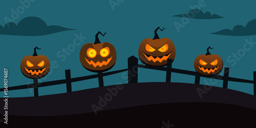 Spooky Halloween pumpkin lantern with bats, a dark symbol of autumn's fearful celebration
