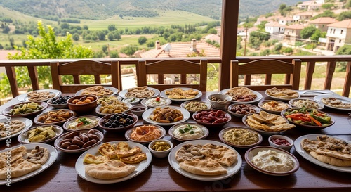 Cypriot Mountain Feast: Abundant Meze Spread