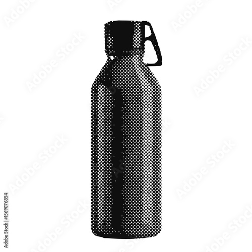 hiking flask water bottle halftone grunge vector design element