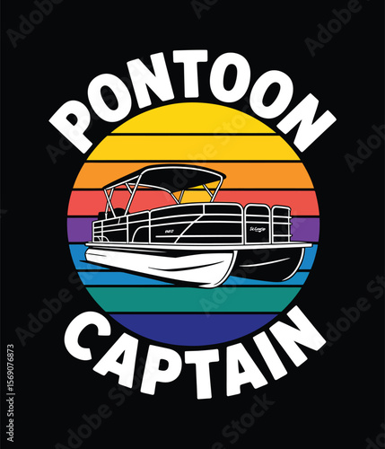Pontoon vector T-Shirt Design, Pontoon tee isolated on a black background
