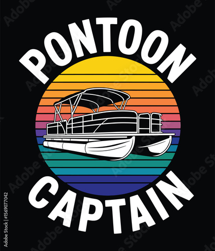 Pontoon vector T-Shirt Design, Pontoon tee isolated on a black background