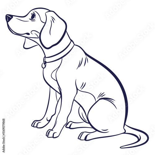 Loyal Companion Sketch: A refined line illustration of a sitting canine, showcasing the grace and composure of a well-loved pet. Capturing the essence of canine companionship in a classic style.