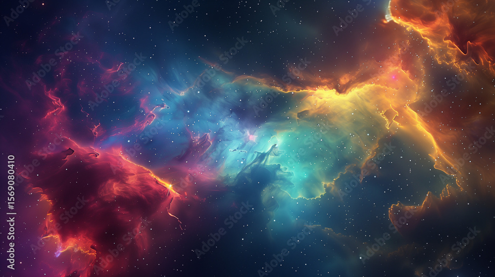 Fototapeta premium Nebula nursery with newborn stars and glowing gas clouds