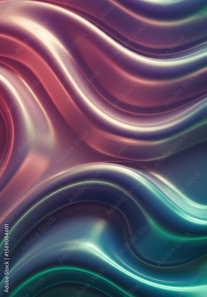 Fototapeta premium Abstract Swirling Liquid Metal Texture Iridescent Waves of Color