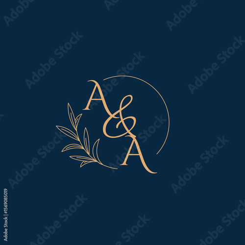AA Initial Wedding Monogram Logo with Minimalistic Style