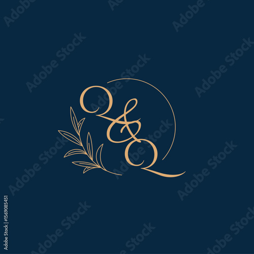 QQ Initial Wedding Monogram Logo with Minimalistic Style