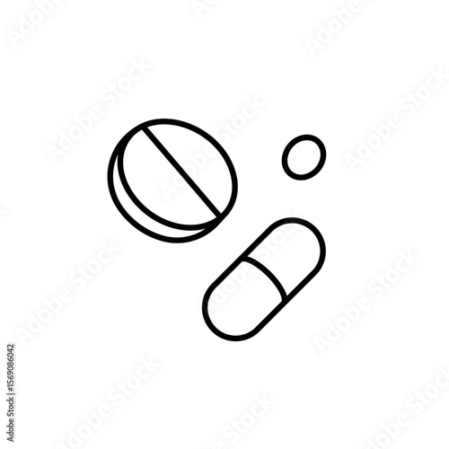 Medicines, pills linear icon. Line customizable illustration. Contour symbol. Vector isolated outline drawing. Editable stroke