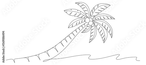 coconut tree continuous line vector design