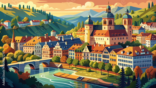 Heidelberg University, Germany – Baroque architecture nestled on riverbanks, surrounded by forested hills, offers a peaceful and academic charm from every angle.