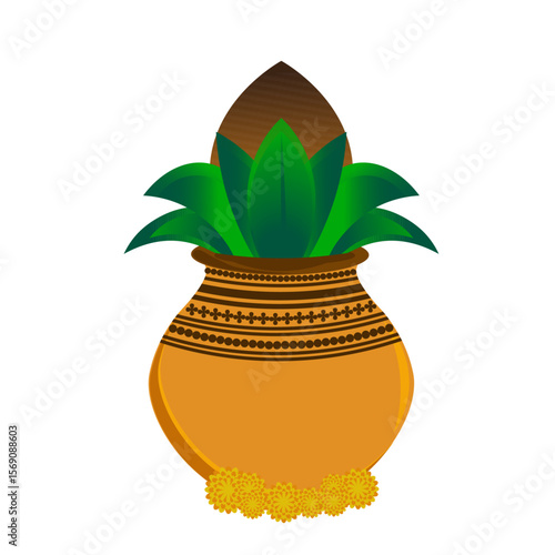 Kalash with Mango Leaves and Coconut 