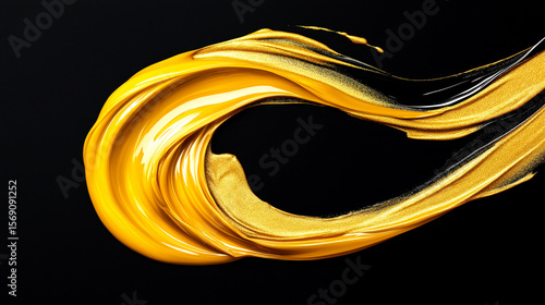 A vibrant, lustrous golden paint or makeup stroke