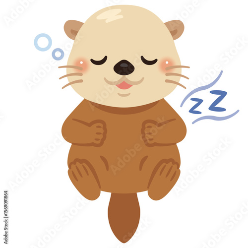 仰向けで眠るラッコのイラスト