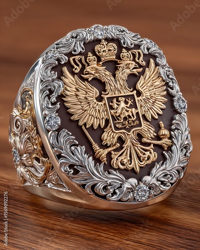Gold and silver signet ring artwork high resolution picture