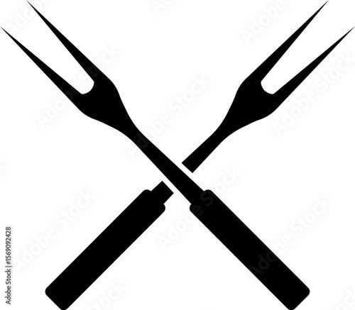 Two crossed carving forks for a grill.