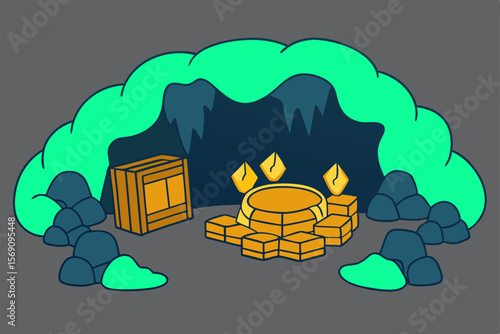 A cartoon vector illustration of a burning farm house in a fiery landscape under a smoky sky