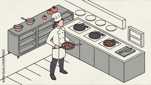 Chef preparing food in commercial kitchen restaurant professional cooking culinary arts cuisine gastronomy 100