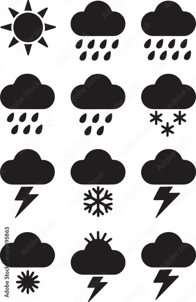 Weather Elements Vector Pack | Rain, Sun, Snow, Storm Icons
Weather Elements Vector Pack | Rain, Sun, Snow, Storm Icons