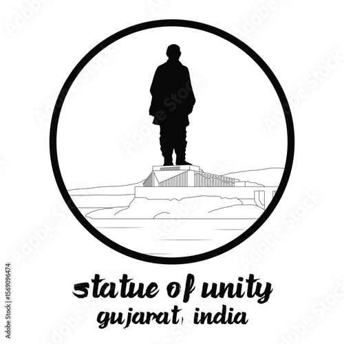 Circle Icon Statue of unity. Vector illustration