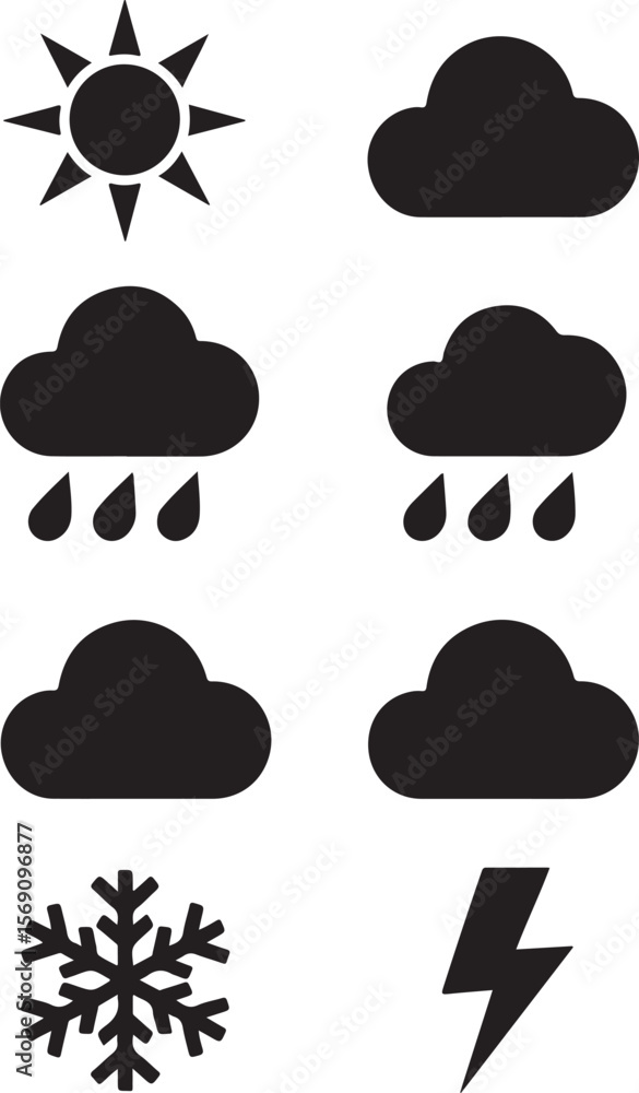 Black Weather Icons Bundle | Cloud, Snow, Sun, Rain Designs
Black Weather Icons Bundle | Cloud, Snow, Sun, Rain Designs