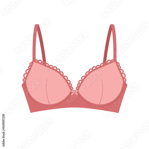 Lingerie bra in pink color with lace detailing and adjustable straps  