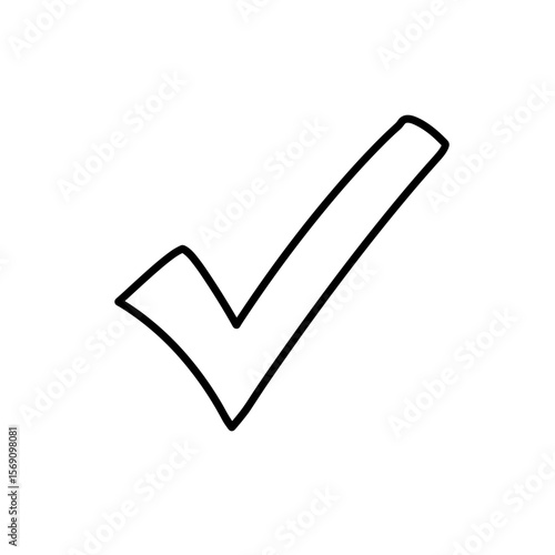 Checkmark symbol in simple line art style on white background  