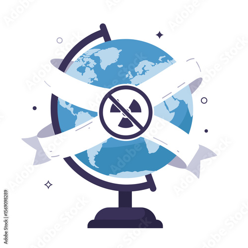 Globe with no nuclear symbol represented by a crossed-out sign  